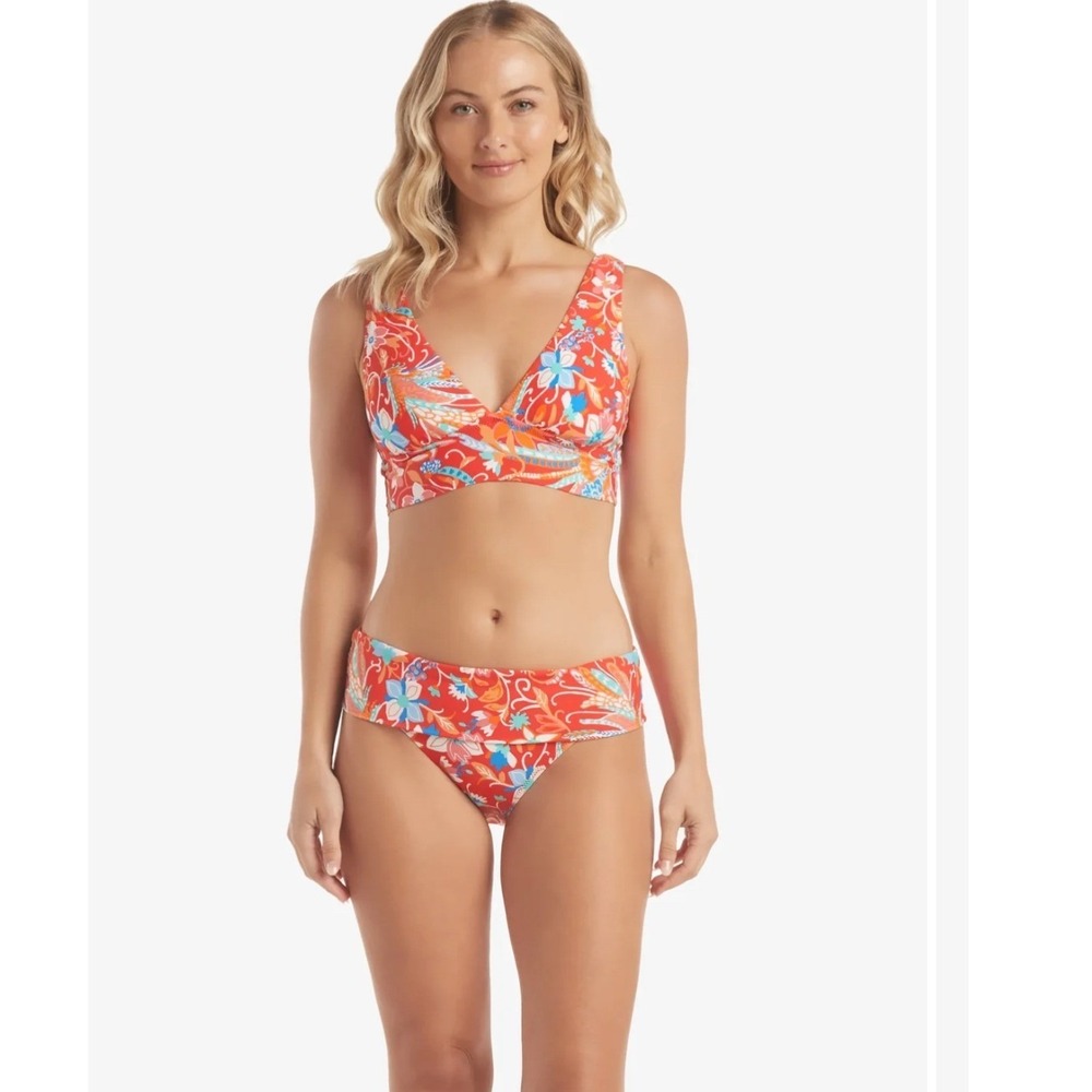 Helen Jon Womens Floral Paisley High Waisted Bikini Set Red Orange XS - Picture 9 of 10
